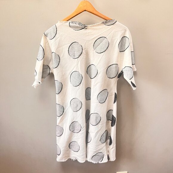 Polka Dot Linen/Cotton Blend Short-Sleeve Tunic‎ Dress By Cynthia Ashby Sz. XS - Picture 3 of 6
